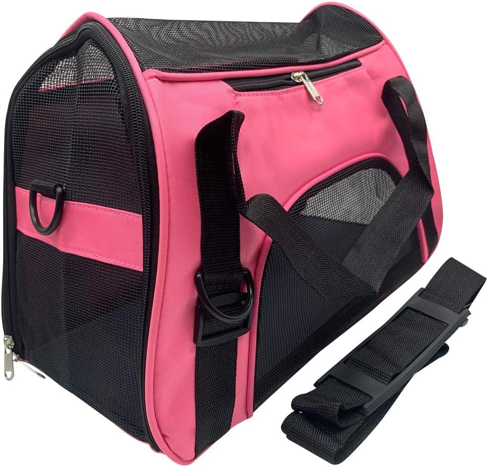 Pet Carrier Bag, Airline Approved Duffle Bags, Pet Travel Portable Bag Home for Little Dogs, Cats and Puppies, Small Animals (S, Pink)