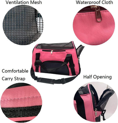 Pet Carrier Bag, Airline Approved Duffle Bags, Pet Travel Portable Bag Home for Little Dogs, Cats and Puppies, Small Animals (S, Pink)